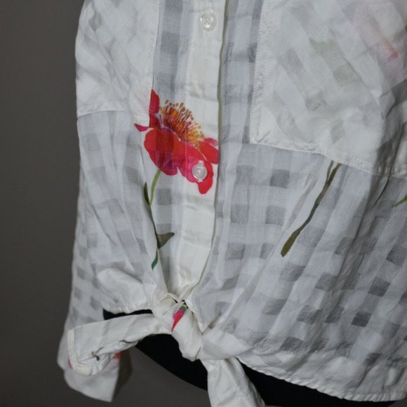 SOLD - NWOT Rails Kelsey Floral Check Button Up Silk Blend Blouse Sz M - Picture 7 of 8